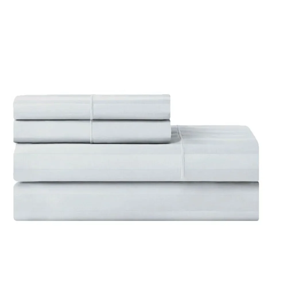 Hotel Style 600TC Egyptian Cotton Sateen 4pc King Size Sheet Set, White Stripe